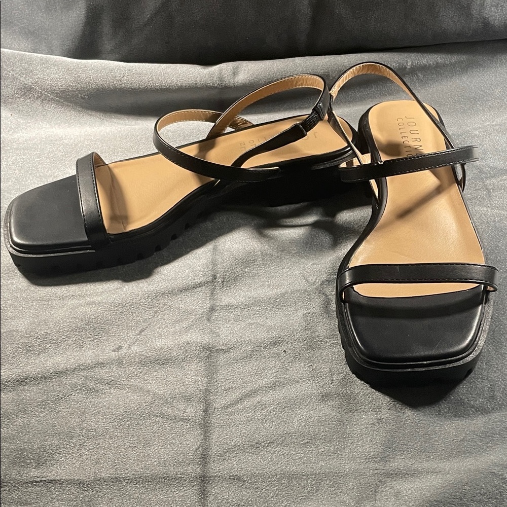 Journee Collection Black Strappy Sandals